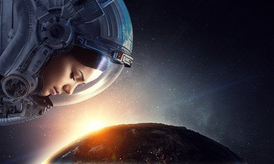 Wall Mural - exploring outer space. mixed media