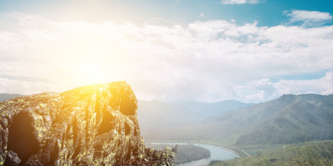 Wall Mural - Sun light over mountain top