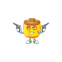 Sticker - Confident chinese gold drum Cowboy cartoon character holding guns