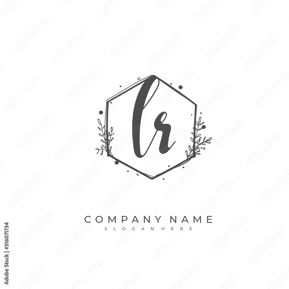 Handwritten initial letter L R LR for identity and logo. Vector logo ...