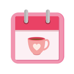 Poster - calendar with cup coffee isolated icon