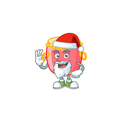 Poster - A picture of Santa chinese red drum mascot picture style with ok finger