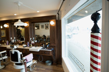 Barber Shop Pole In Window
