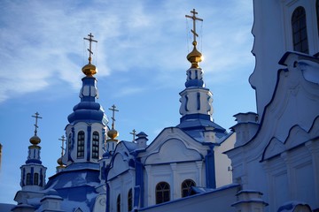 Wall Mural - bright view on orthodox church in winter 