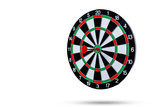 Fototapeta Sawanna - Red dart arrow hitting in the target center is Dart board Isolated on White background