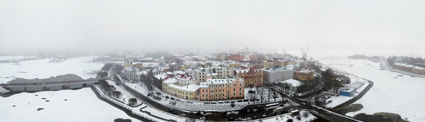 Wall Mural - panorama of the historical part of the city of Vyborg. Russia. Winter