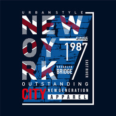 Wall Mural - New York Brooklyn Typography Design, T-shirt Graphic, Vector Images