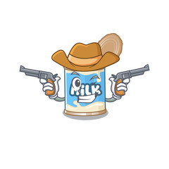 Wall Mural - Condensed milk dressed as a Cowboy having guns