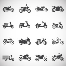 Motorcycle Icons Set On Background For Graphic And Web Design. Creative Illustration Concept Symbol For Web Or Mobile App