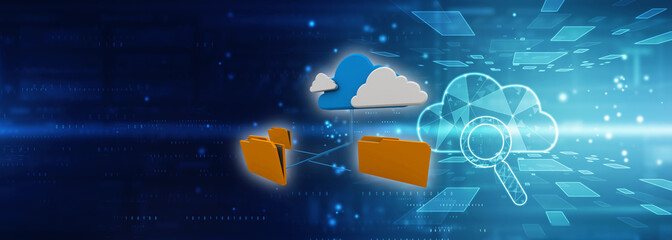 Poster - 3d rendering cloud  folder network  