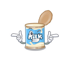 Sticker - mascot cartoon design of condensed milk with Wink eye