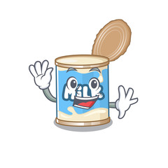 Wall Mural - Waving friendly condensed milk cartoon character design