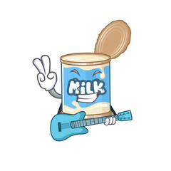 Wall Mural - A mascot of condensed milk performance with guitar