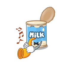 Poster - cartoon character style of condensed milk performance with trumpet