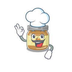 Sticker - Peanut butter cartoon character wearing costume of chef and white hat