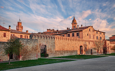 Wall Mural - Buonconvento, Siena, Tuscany, Italy: landscape  at dawn of the ancient town