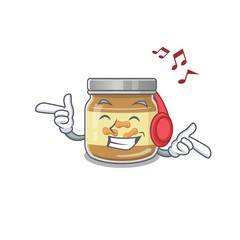 Poster - Listening music peanut butter mascot cartoon character design