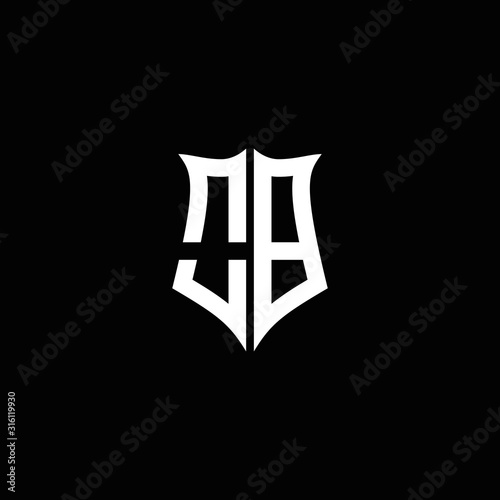 Fotomural OB monogram letter logo ribbon with shield style isolated on black background