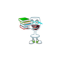 Poster - Cool and clever Student red glass of wine mascot cartoon with book