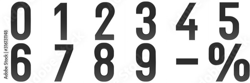 Fotografía numbers 3d black 0 1 2 3 4 5 6 7 8 9 percent sign minus dash symbol interest rat