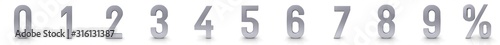 Fotomural numbers 0 1 2 3 4 5 6 7 8 9 silver digits percent signs percentage symbol intere