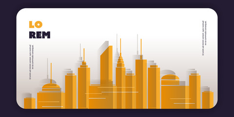 Poster - Abstract Brown and Grey Banner, Background, Poster or Landing Page Design, Multi Purpose Template - Website Elements with City Skyline