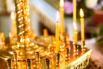 Candles in Russian Orthodox church.