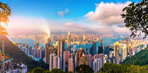 Hongkong skyscraper view from The peak. Wallpaper Mural