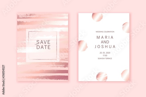 Fotomural Luxury wedding invitation cards with rose gold texture