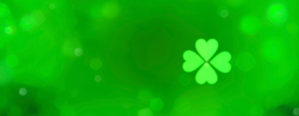 Wall Mural - St. Patrick's Day - Abstract green background banner with bokeh lights