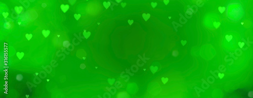 Obraz Dibond Abstrakta zielony tło z bokeh w kierowym kształcie - St. Patricks dzień i miłości pojęcie