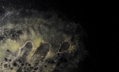 reflection of colors in water, space, cosmos concept isolated on black background, nebula effect tex