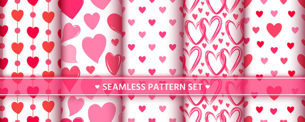 Wall Mural - heart seamless pattern set love valentine romantic