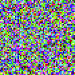 Aufkleber - Abstract geometric background with glitch art VHS effect of pixel sorting. Mosaic of random colorful pixels like in 8bit video game.