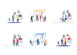 Personnel selection set. Managers studying applicants CV online. Flat vector illustrations. Hiring, human resource, recruiting agency concept for banner, website design or landing web page