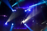 Fototapeta Do przedpokoju - Blue light on a rock concert stage as background