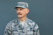 Portrait Confident Male Air Force Soldier Looking Away