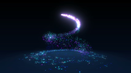 Wall Mural - sparkling neon glitter spiral effect. shining christmas magic particles and sparkles circles on blac