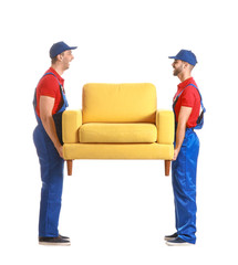 Wall Mural - Loaders with armchair on white background