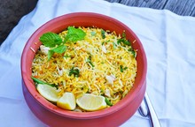 A Dish Of Vegetable Biryani At An Indian Restaurant
