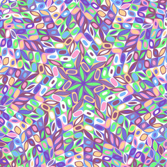 Poster - Circular tile flower mosaic background design - abstract psychedelic colorful hypnotic vector graphic from geometric shapes
