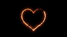 Burning Fire Love Heart On A Black Background. 3D Render