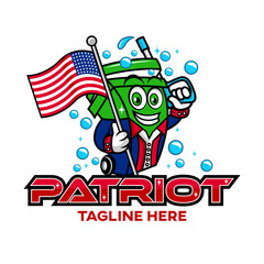 Sticker - Modern American Patriot Trash can logo. Vector illustration.