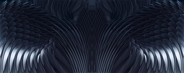 Wall Mural - 3d abstract black demon wings background