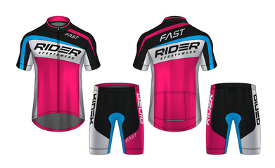 Cycling Jerseys mockup,t-shirt sport design template,uniform for bicycle apparel.