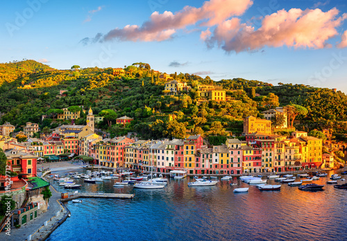 Fotografía Portofino town on Liguria coast, Genoa, Italy, on sunrise