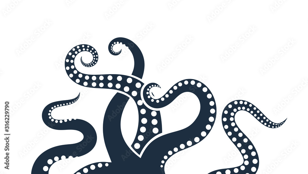 Octopus logo. Isolated octopus on white background - obrazy, fototapety, plakaty 