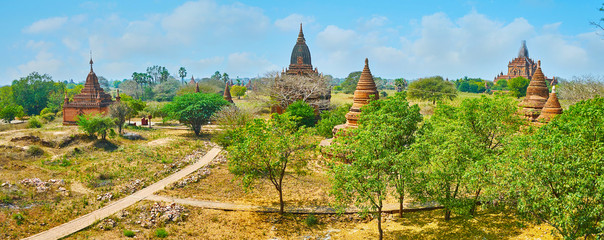 Canvas Print - Aerial panorama of Bagan, Myanmar