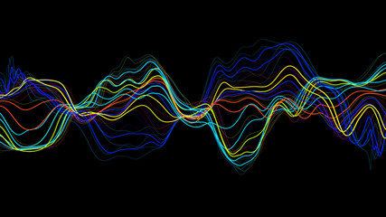 Poster - 3d render of bright colorful 3d lines. sound waves concept. abstract background with deformed lines.