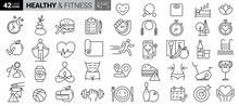 Sport And Fitness - Minimal Thin Line Web Icon Set. Outline Icons Collection. Simple Vector Illustration